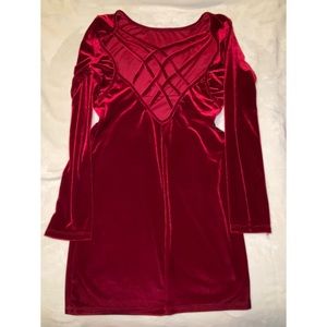 Red Velvet Suede Dress, Windsor , mini Dress